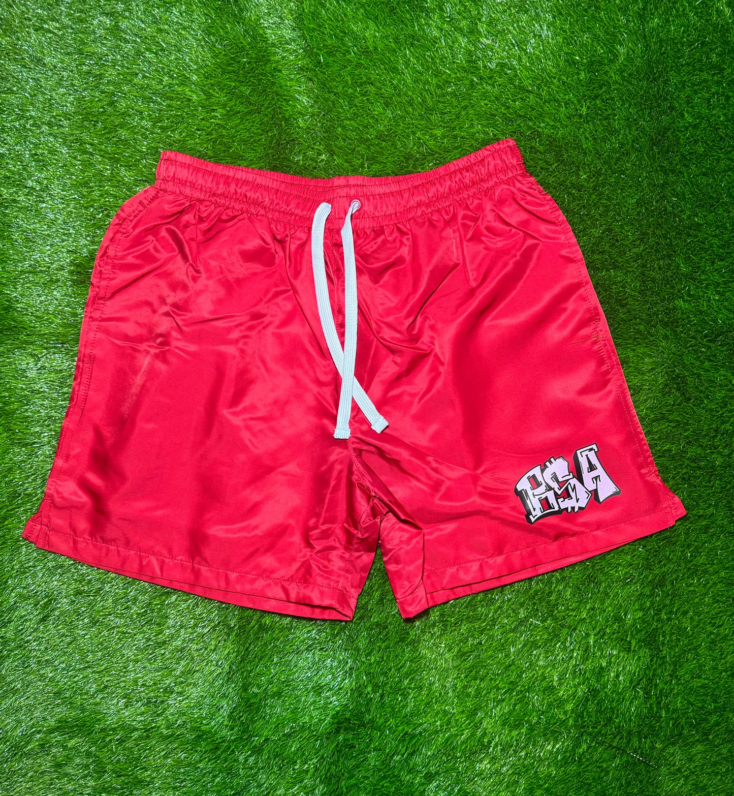 RED NYLON SHORTS